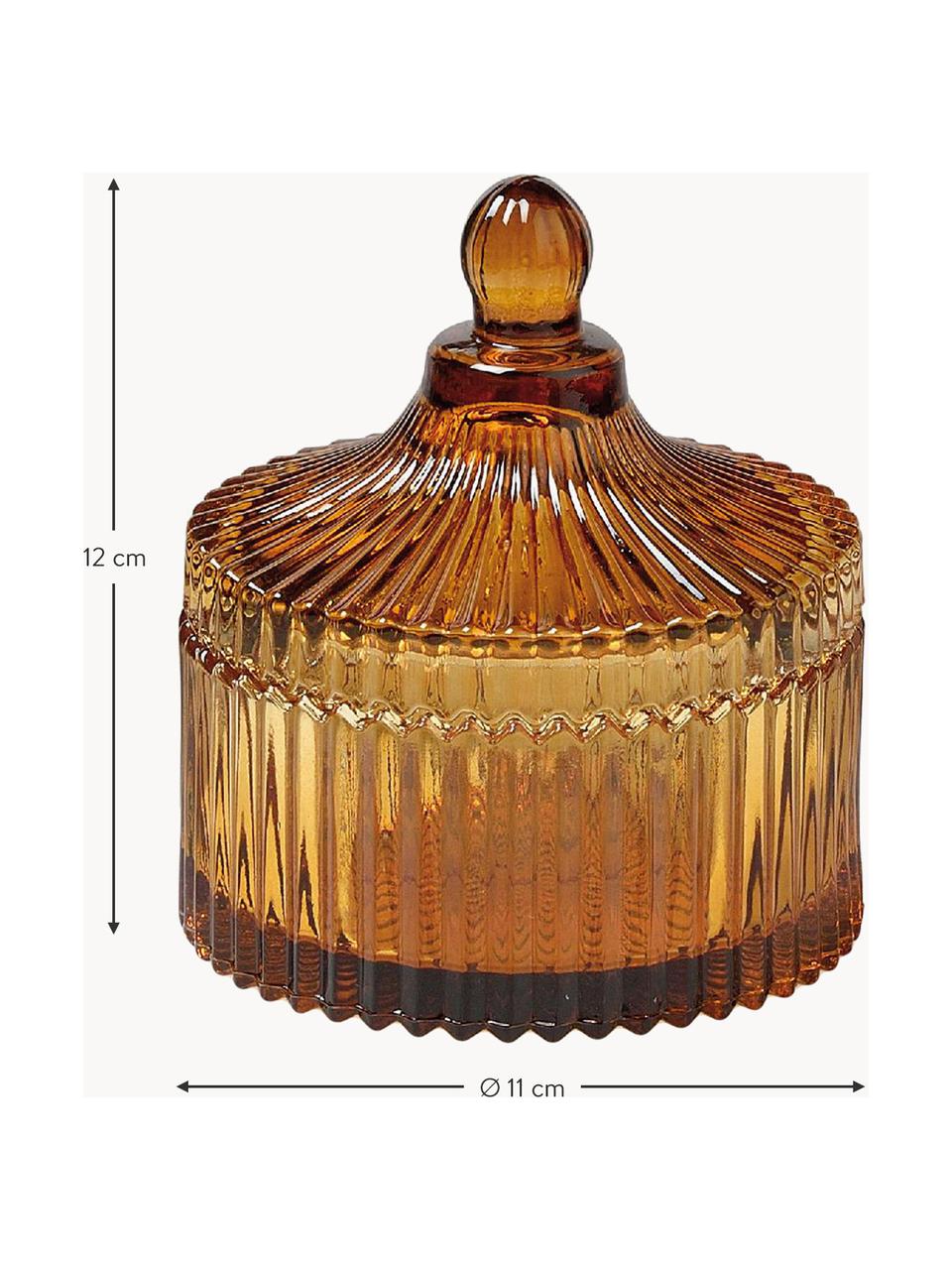 Dóza Ionic, Sklo, Světle hnědá, transparentní, Ø 11 cm, V 12 cm