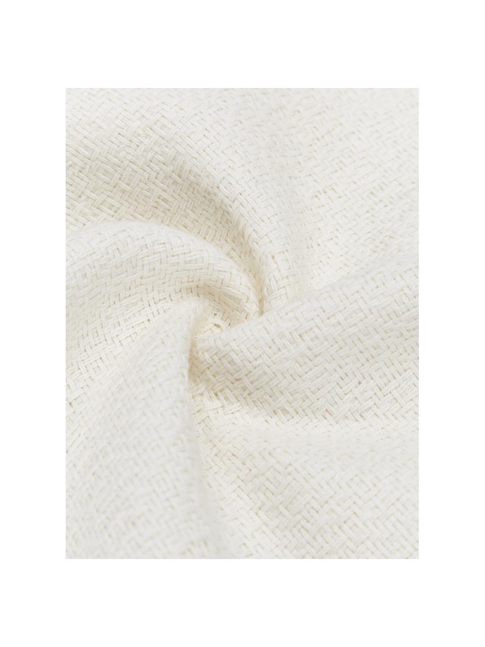 Federa arredo color bianco crema con nappe decorative Lori, 100% cotone, Bianco, Larg. 30 x Lung. 50 cm