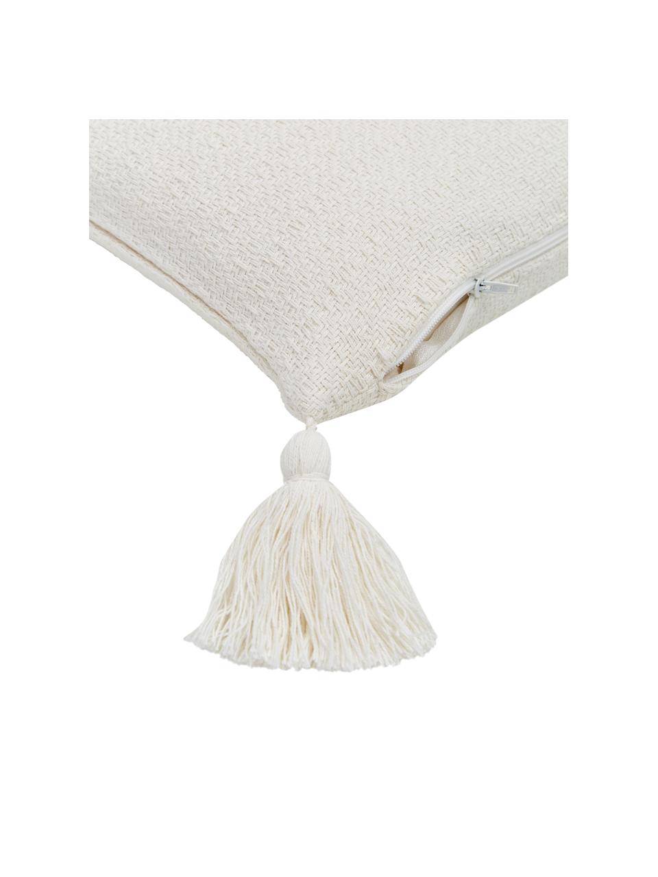 Povlak na polštář s ozdobnými střapci Lori, 100 % bavlna, Bílá, Š 30 cm, D 50 cm
