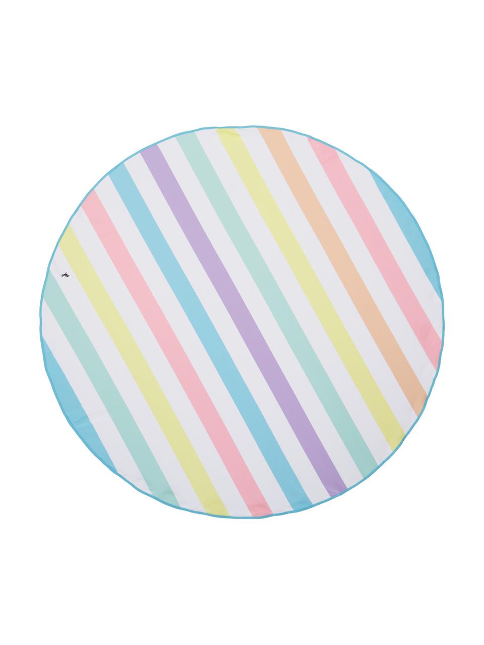 Dun gestreept microfiber strandlaken Round met etui, Multicolour, Ø 170 cm