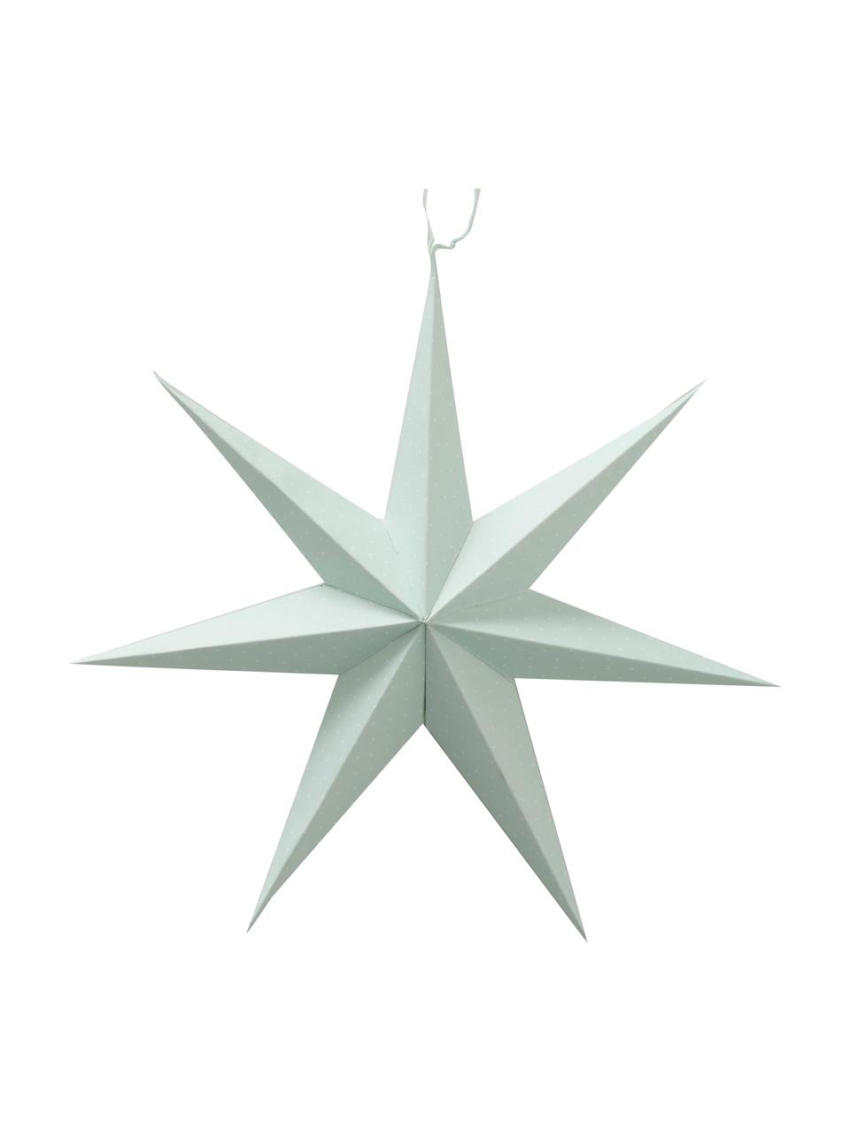 Set 2 ciondoli stella fatti a mano Nele, Carta riciclata, Verde salvia, verde menta, Ø 30 cm x Alt. 30 cm