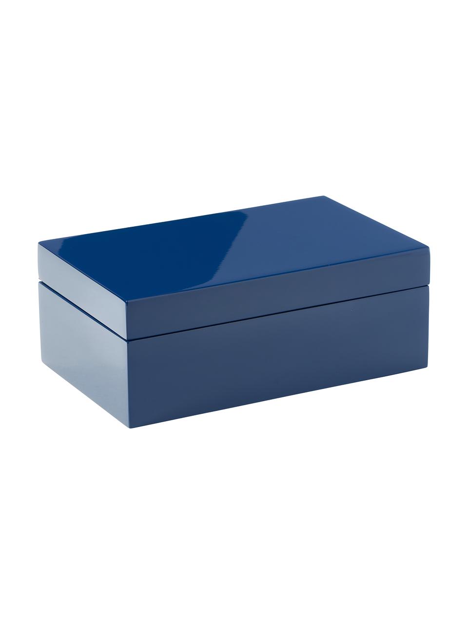 Joyero de madera Taylor, Interior: terciopelo, Azul oscuro, An 22 x Al 8 cm