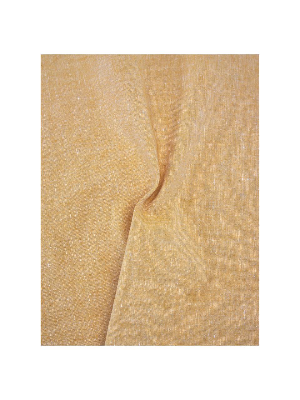 Serviette de table coton/lin jaune moutarde Abinadi, 2 pièces, 50 % coton, 50 % lin, Jaune moutarde, larg. 42 x long. 42 cm