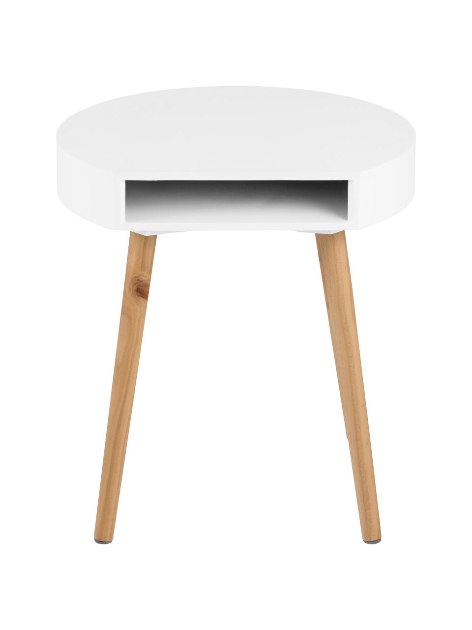 Odkládací stolek s úložným prostorem Ela, Lakované dřevo, Bílá, dřevo, Š 40 cm, H 36 cm