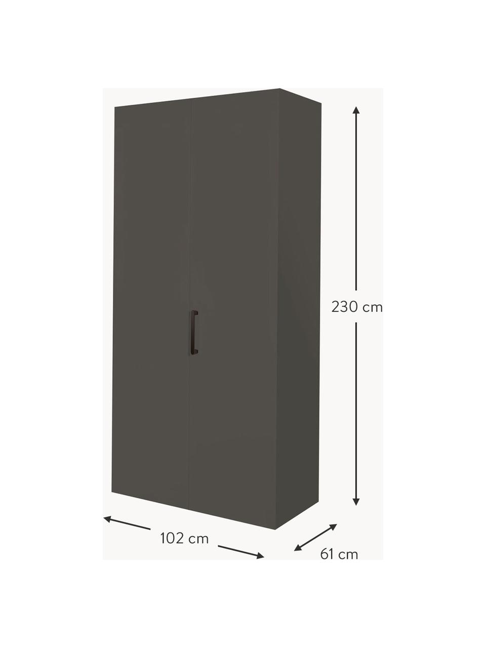 Draaideurkast Madison 2 deuren, inclusief montageservice, Frame: panelen op houtbasis, gel, Antraciet, B 102 cm x H 230 cm