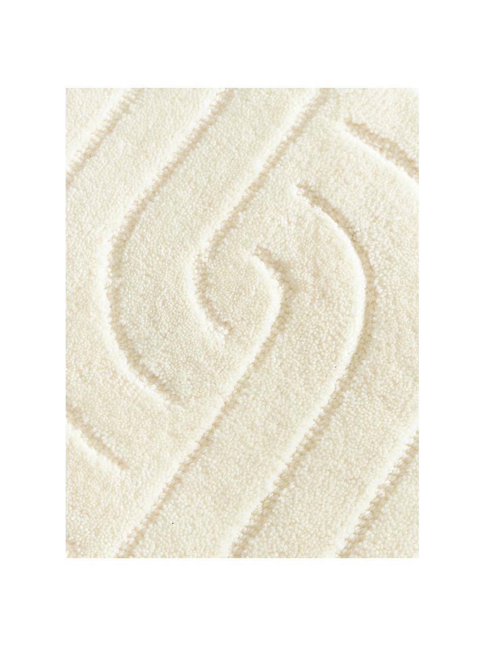 Tapis rond en laine tuftée main Mason, Blanc crème, Ø 120 cm (taille S)