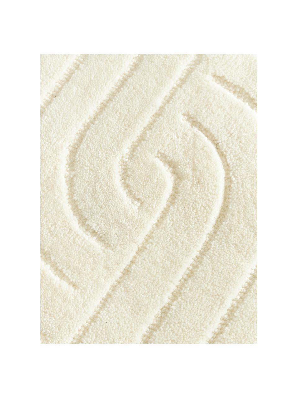 Tappeto rotondo in lana fatto a mano Mason, Retro: 100% cotone Nel caso dei , Bianco crema, Ø 120 cm (taglia S)