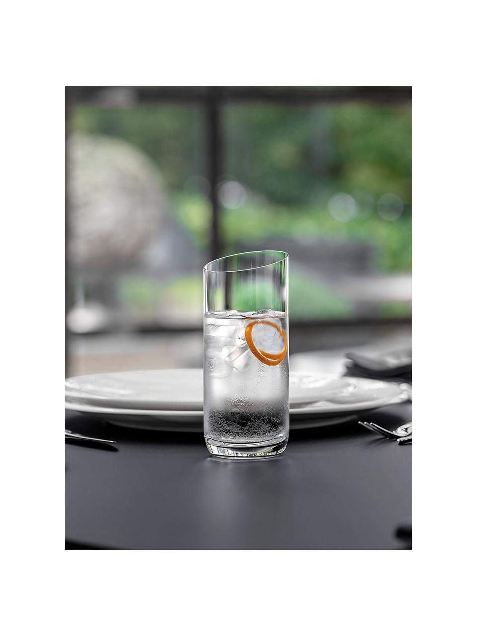 Longdrinkglazen NewMoon in transparant, 4 stuks, Glas, Transparant, Ø 7 x H 16 cm, 370 ml