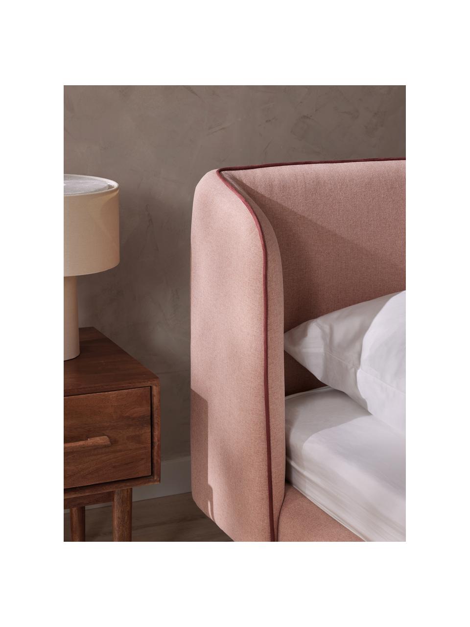 Polsterbett Luma, Bezug: 100 % Polyester Der hochw, Korpus: Schichtholz, FSC-zertifiz, Füße: Metall, Polyester, Webstoff Rosa, B 140 x L 200 cm