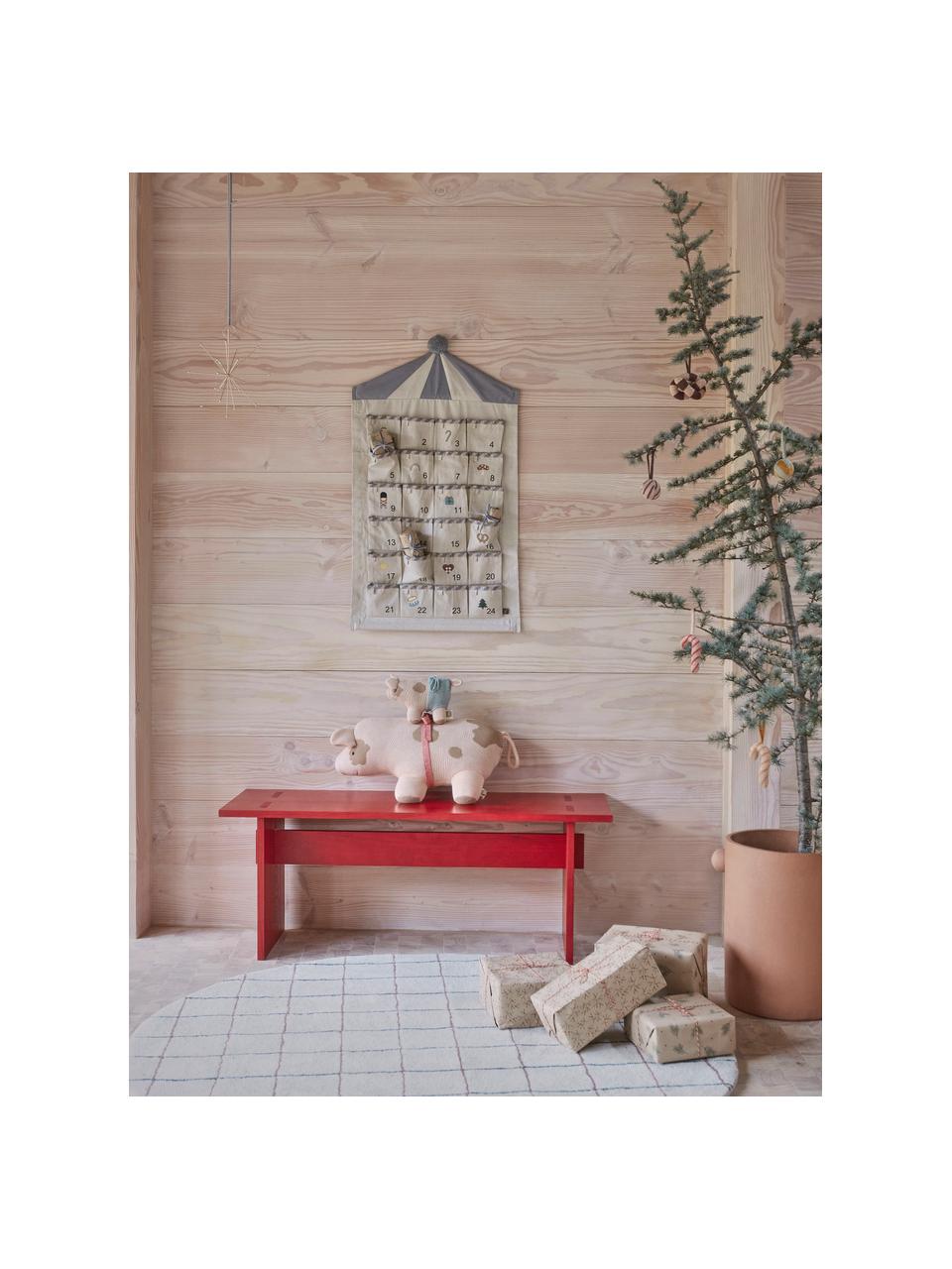 Calendrier de l'Avent Circus, 100 % coton, Beige, gris clair, multicolore, larg. 50 x long. 85 cm