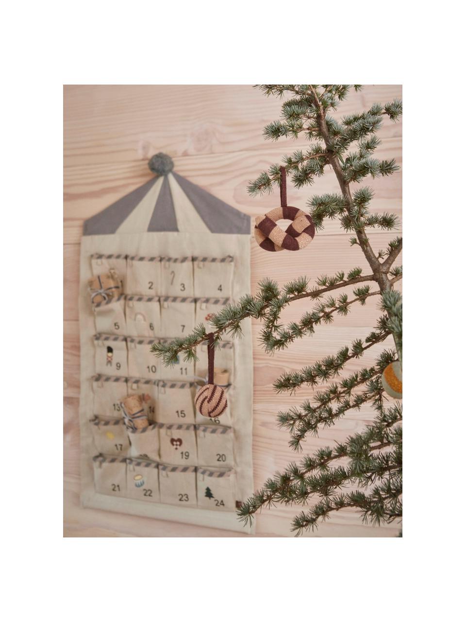 Adventskalender Circus, 100 % Baumwolle, Beige, Hellgrau, Mehrfarbig, B 50 x L 85 cm