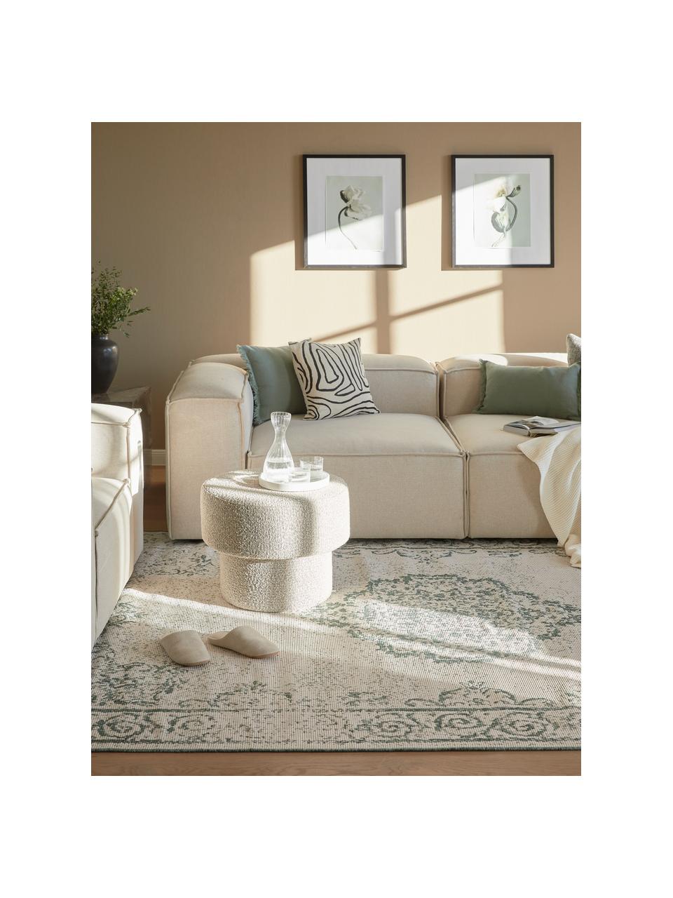 Tappeto vintage reversibile a fantasia verde/crema da interno-esterno Cebu, 100% polipropilene, Verde, bianco crema, Larg.160 x Lung. 230 cm (taglia M)