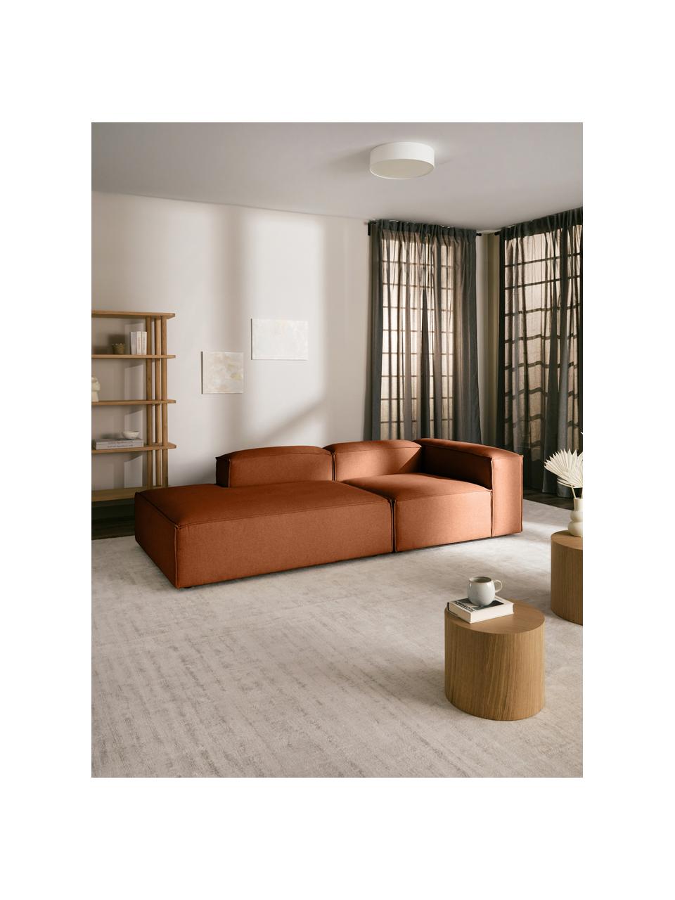 Diván modular Lennon, Tapizado: 100% poliéster Alta resis, Estructura: madera maciza, madera con, Patas: plástico, Tejido terracota, An 150 x Al 68 cm, respaldo derecho
