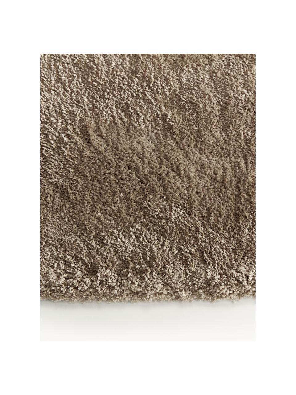 Pluizige hoogpolige loper Leighton, Microvezels (100% polyester, GRS-gecertificeerd), Bruin, B 80 x L 200 cm