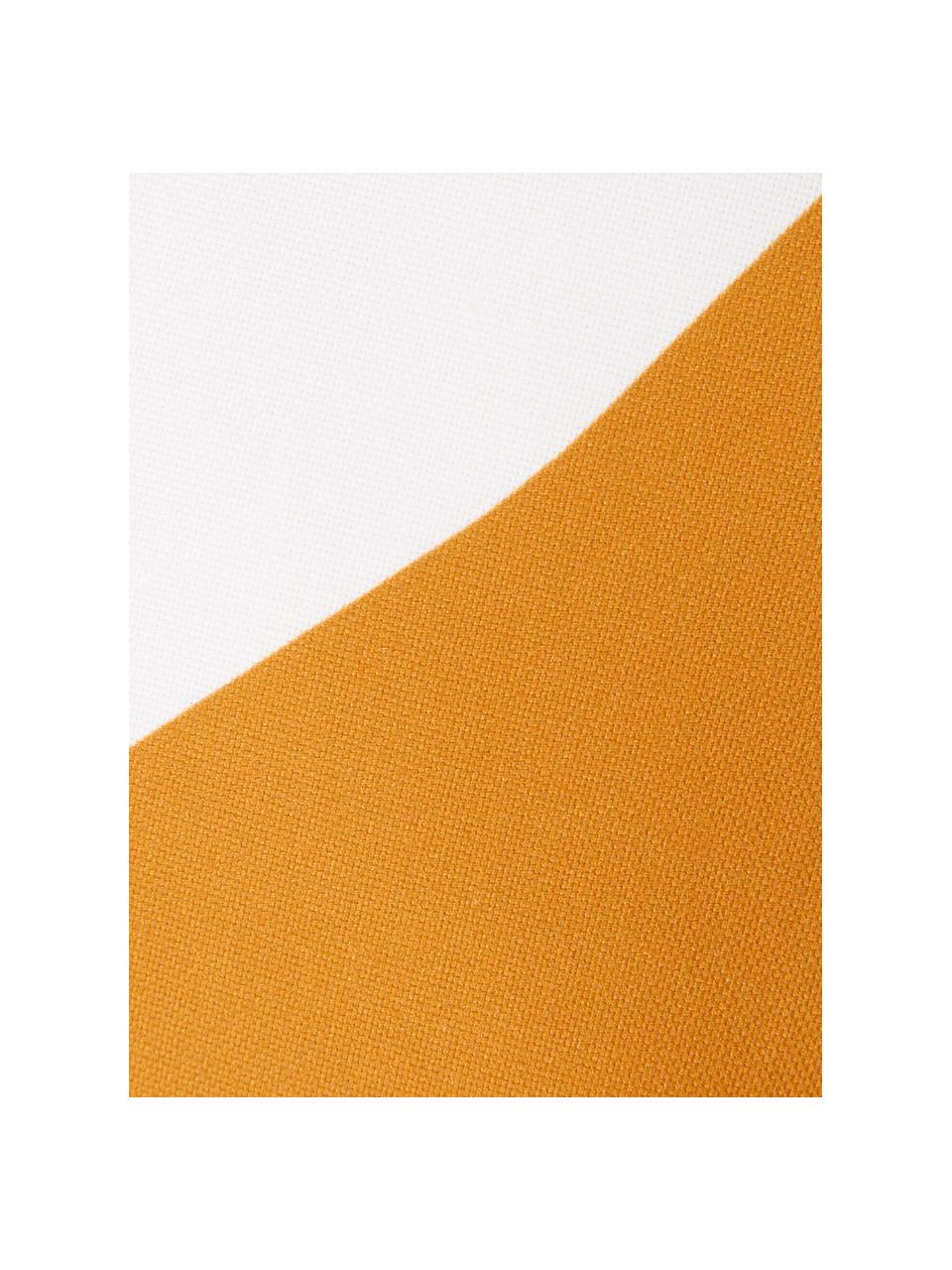 Kussenhoes Linn met geometrische vormen, Weeftechniek: panama, Wit, donkerblauw, grijs, oranje, 40 x 40 cm