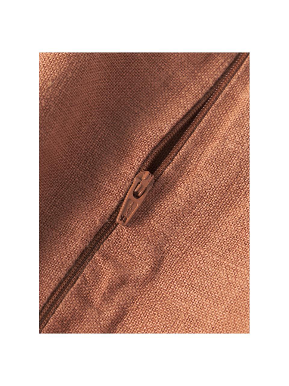 Funda de cojín de lino con flecos Luana, 100% lino

Por naturaleza, el lino tiene un tacto bastante aspero y un aspecto arrugado natural
La alta resistencia al desgarro hace que el lino sea muy resistente., Terracota, An 40 x L 40 cm
