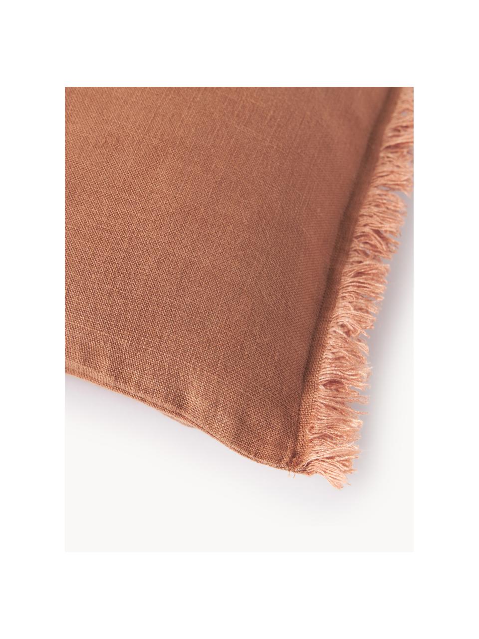 Housse de coussin pur lin avec franges Luana, 100 % pur lin

Le lin est naturellement doté d'un toucher plutôt rugueux et d'un aspect froissé
Sa résistance élevée au accrocs lui confère robustesse et longévité, Terracotta, larg. 40 x long. 40 cm