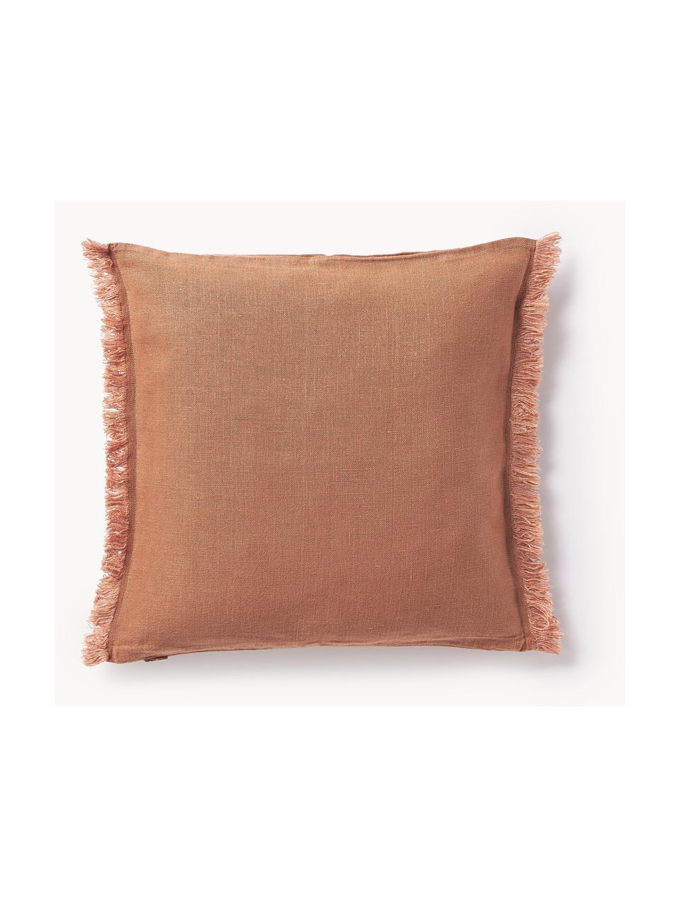 Housse de coussin pur lin avec franges Luana, 100 % pur lin

Le lin est naturellement doté d'un toucher plutôt rugueux et d'un aspect froissé
Sa résistance élevée au accrocs lui confère robustesse et longévité, Terracotta, larg. 40 x long. 40 cm