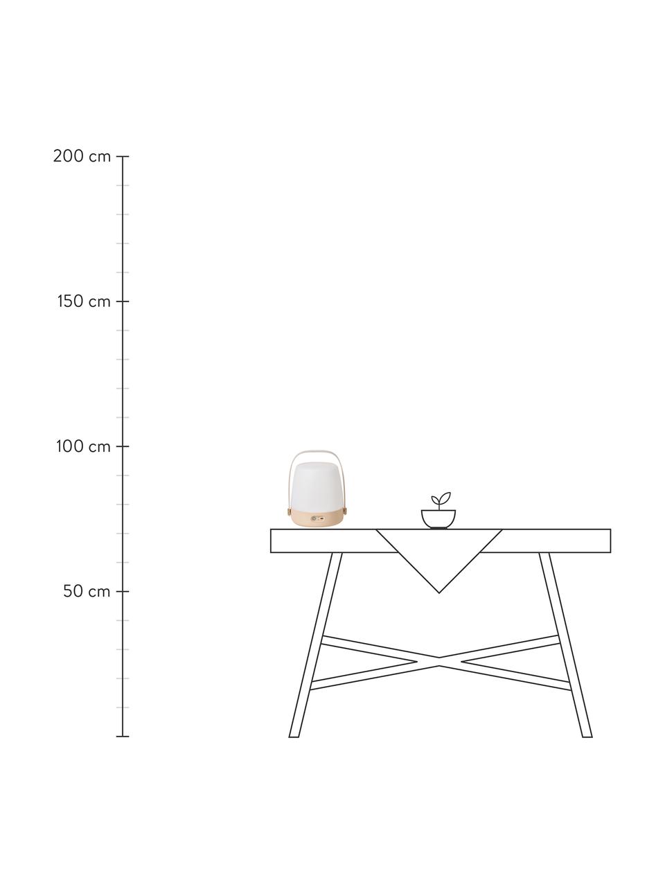 Lámpara de mesa regulable para exterior Lite-up Play, portátil, Pantalla: plástico, Estructura: madera, silicona, Asa: madera, Cable: plástico, Rosa, blanco, beige, Ø 20 x Al 26 cm