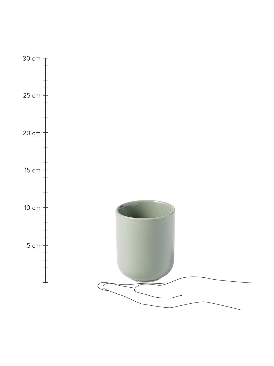 Porseleinen koffiemokken Nessa, 4 stuks, Hoogwaardig hard porselein, Saliegroen, Ø 8 x H 10 cm