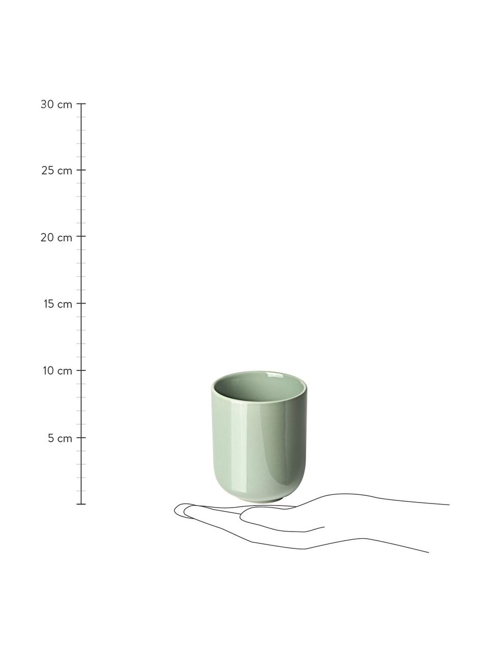 Tazas de porcelana Nessa, 4 uds., Porcelana dura de alta calidad, Verde salvia, Ø 8 x Al 10 cm