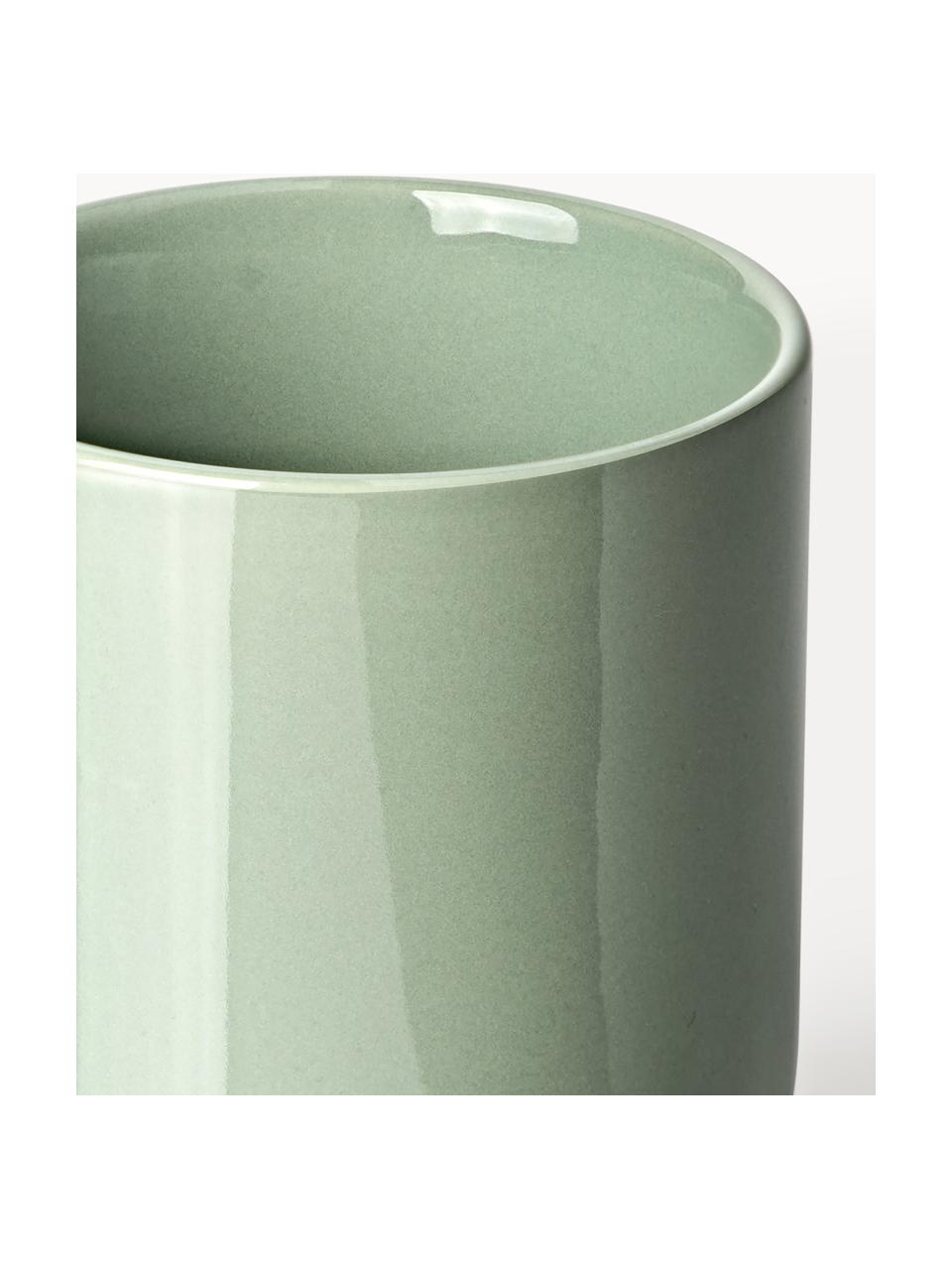 Tasses à café en porcelaine Nessa, 4 pièces, Porcelaine de haute qualité, émaillé, Vert sauge, haute brillance, Ø 8 x haut. 10 cm, 200 ml