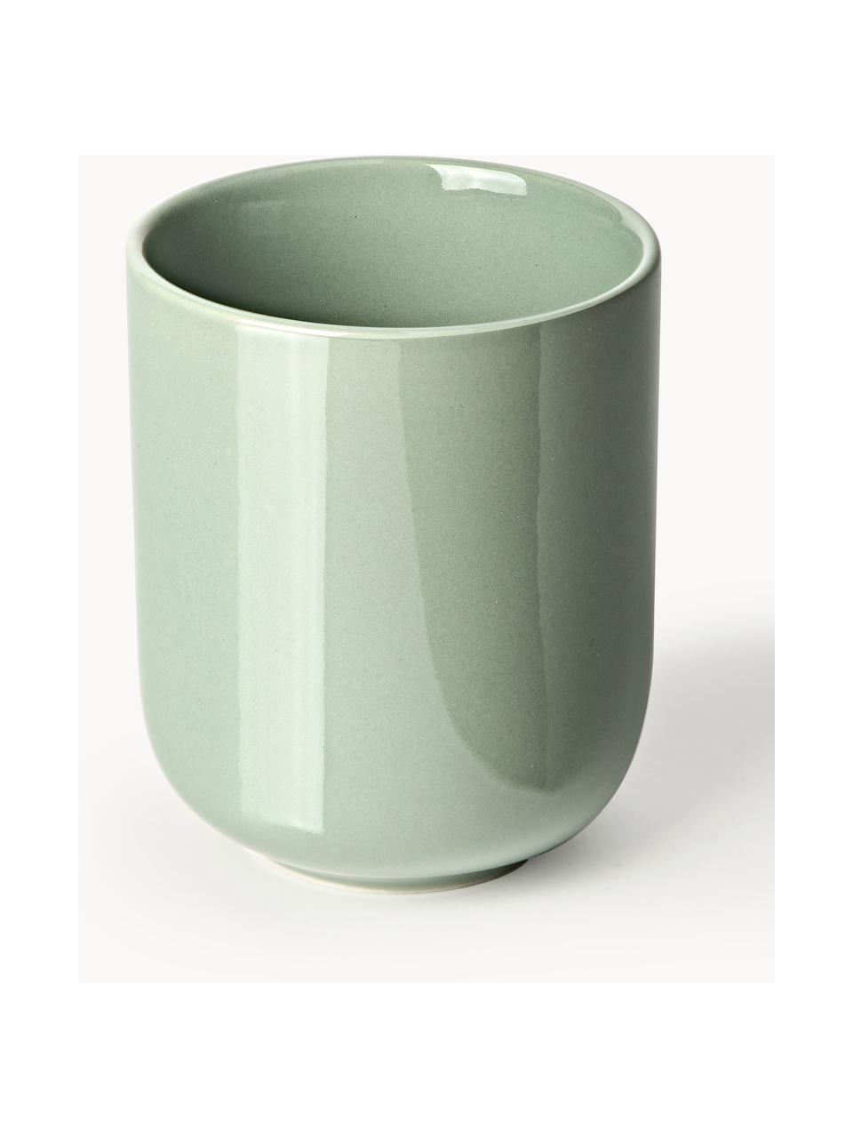 Tasses à café en porcelaine Nessa, 4 pièces, Porcelaine de haute qualité, émaillé, Vert sauge, haute brillance, Ø 8 x haut. 10 cm, 200 ml