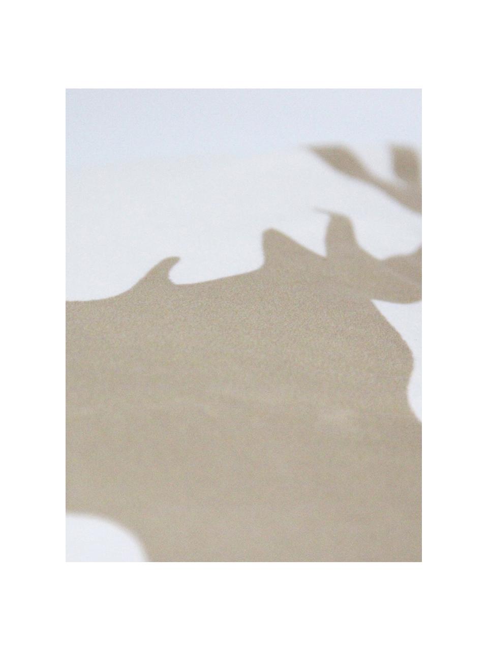 Fluwelen kussenhoes Reindeer, Polyester fluweel, Wit, bruin, 45 x 45 cm