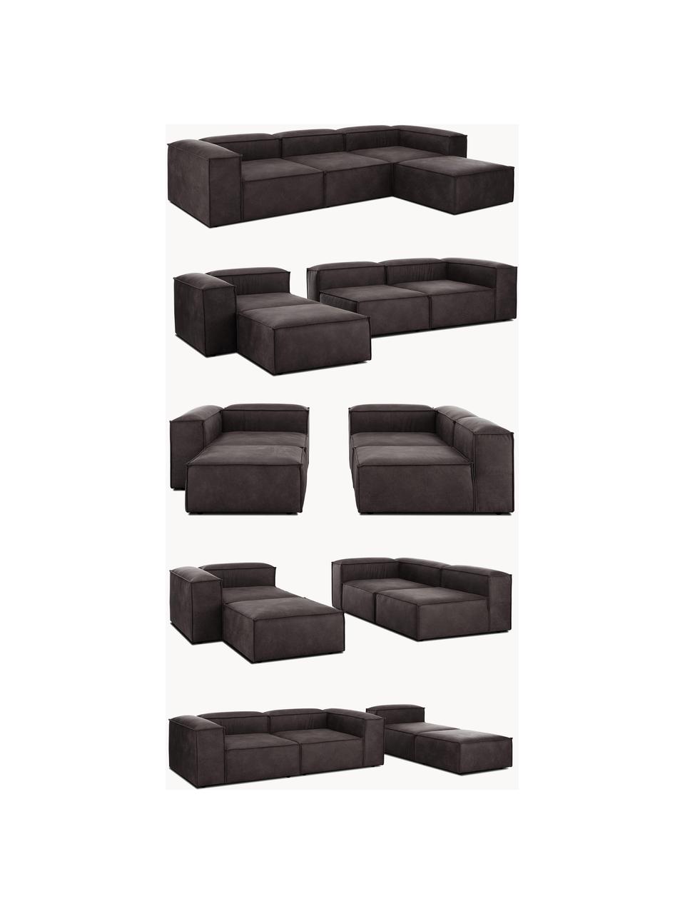 Sofá rinconera modular de cuero reciclado Lennon (4 plazas), Tapizado: cuero reciclado (70% cuer, Estructura: madera maciza, madera con, Patas: plástico Este producto es, Cuero gris pardo, An 327 x F 207 cm