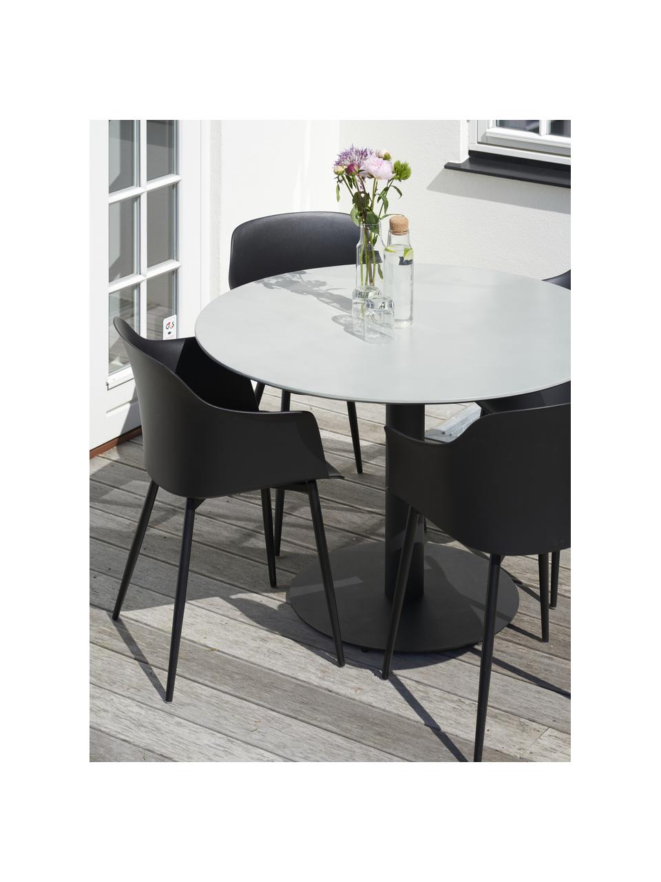 Table de jardin ronde en métal Troy, Métal, enduit, Gris clair, noir, Ø 110 x haut. 74 cm