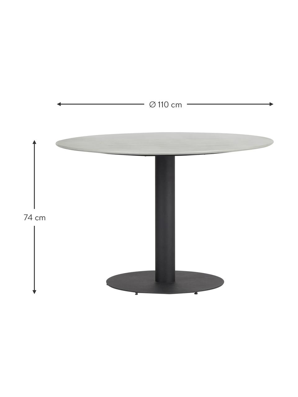 Table de jardin ronde en métal Troy, Métal, enduit, Gris clair, noir, Ø 110 x haut. 74 cm