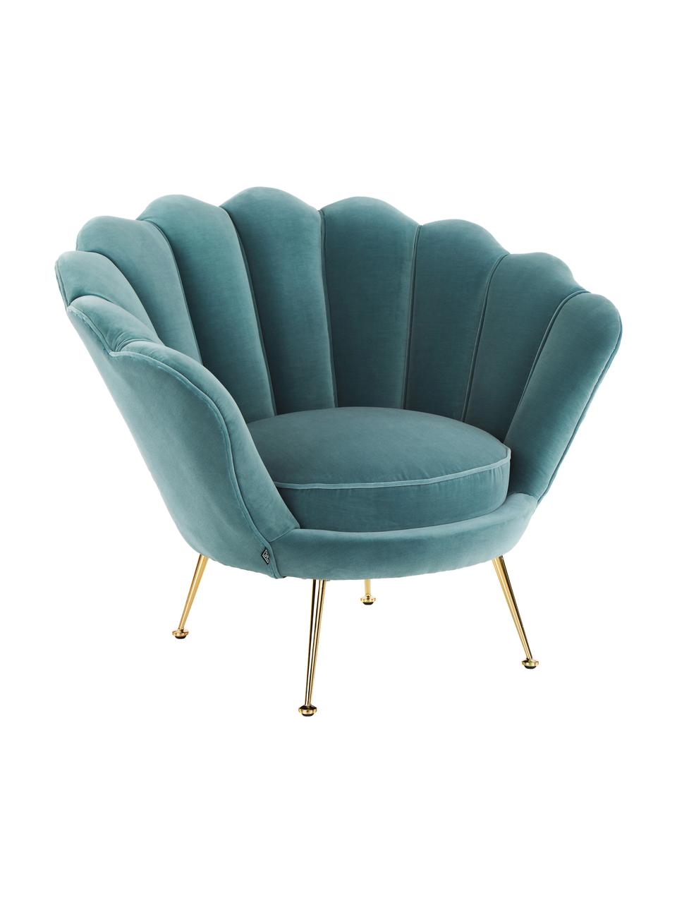 Fauteuil en velours turquoise Trapezium, Velours turquoise