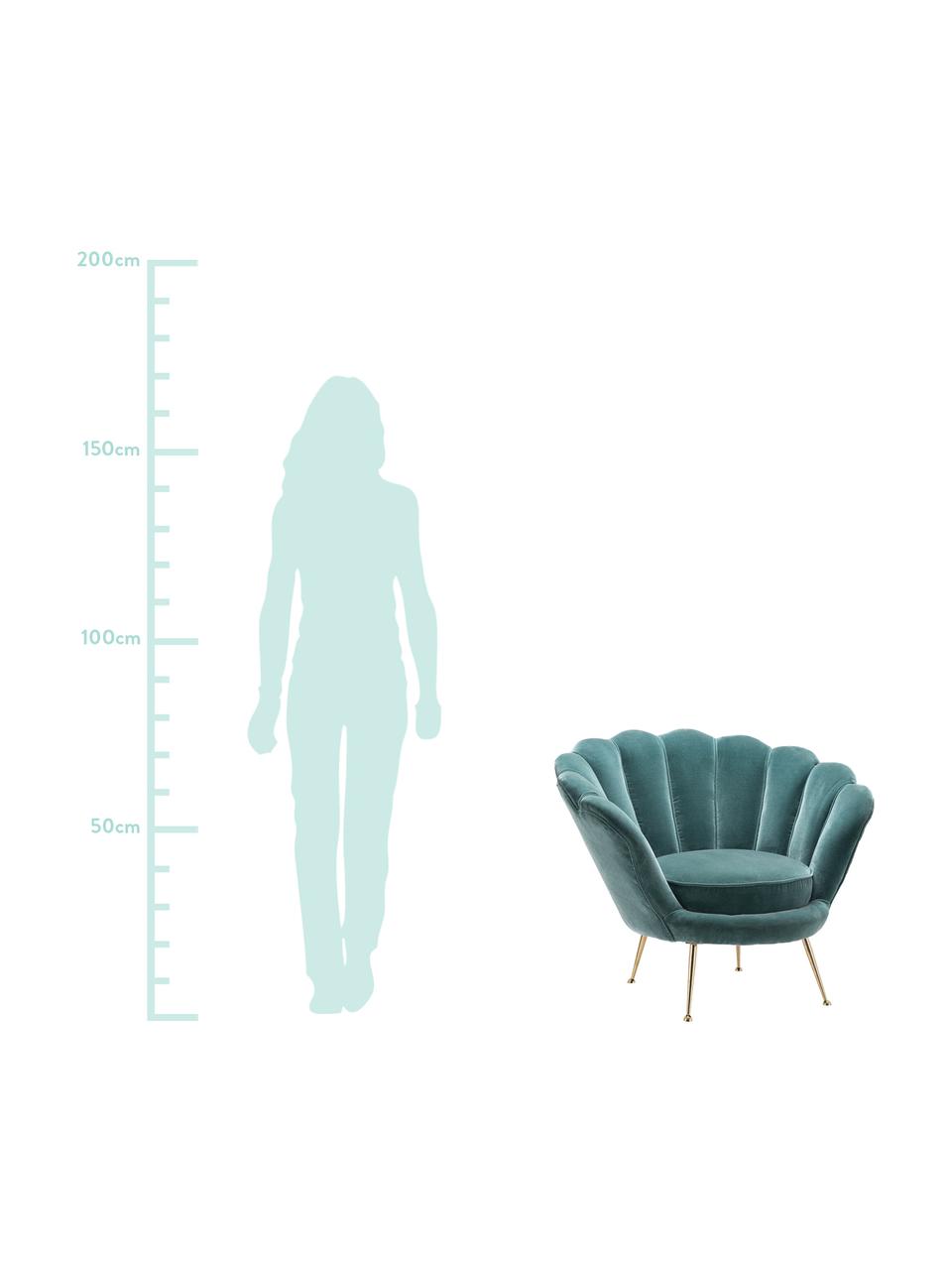 Fauteuil en velours turquoise Trapezium, Velours turquoise