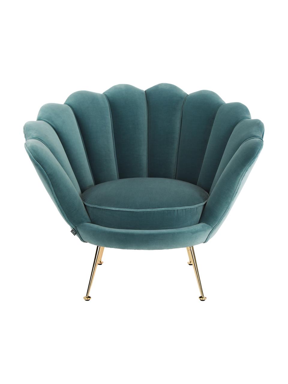 Fauteuil en velours turquoise Trapezium, Velours turquoise