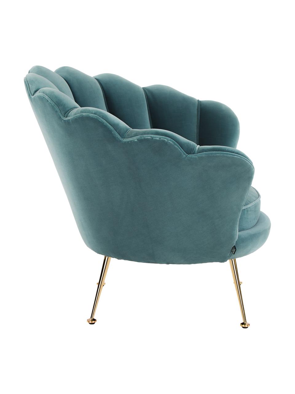 Fauteuil en velours turquoise Trapezium, Velours turquoise