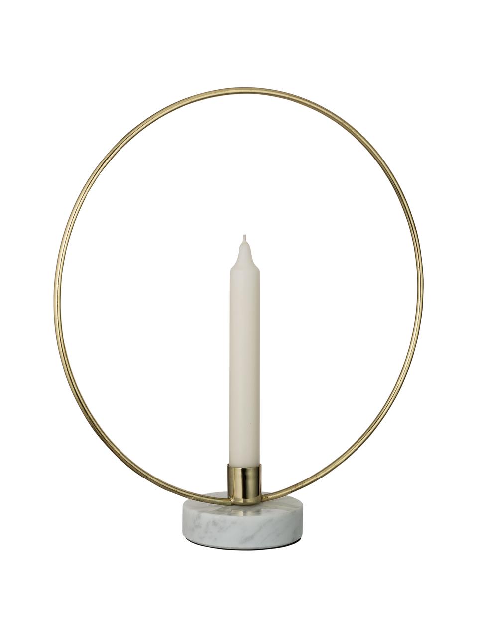Kandelaar Golden Ring, Voet: marmer, Goudkleurig, wit, B 28 x H 30 cm