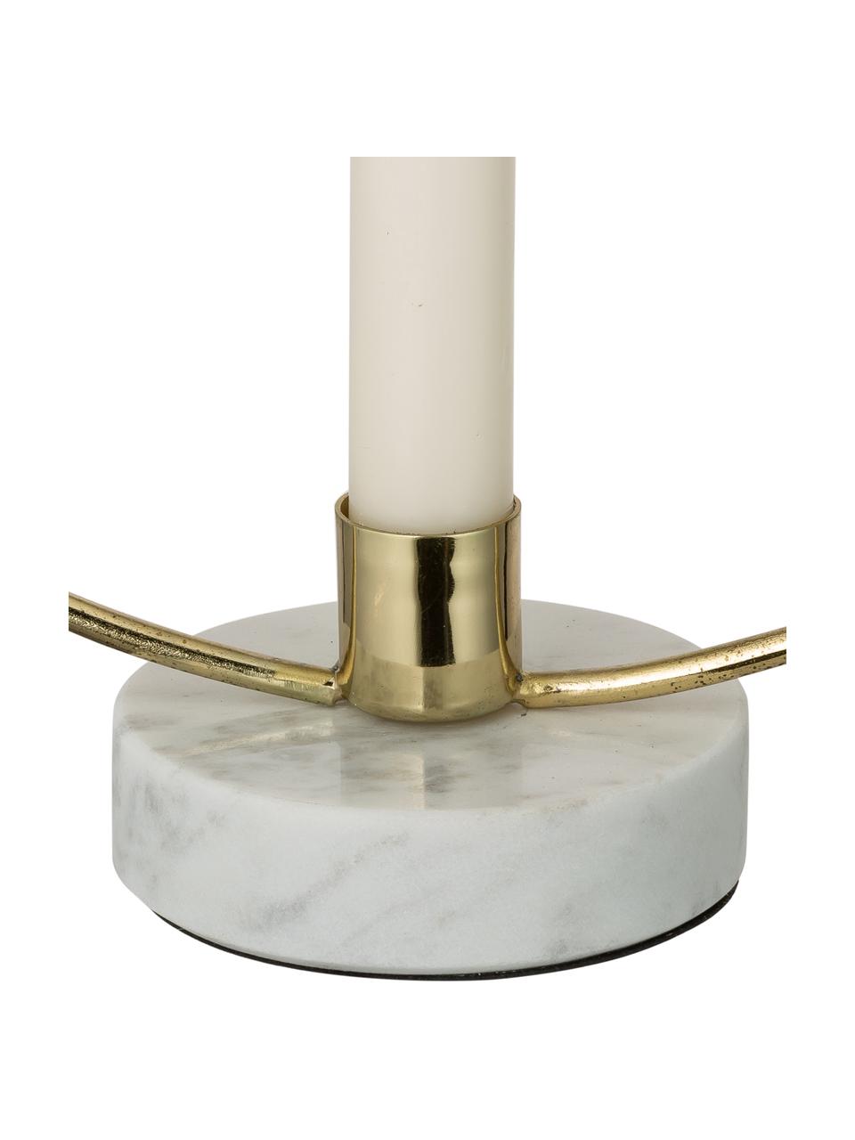 Kerzenhalter Golden Ring, Kerzenhalter: Metall, beschichtet, Fuß: Marmor, Goldfarben, Weiß, marmoriert, B 28 x H 30 cm