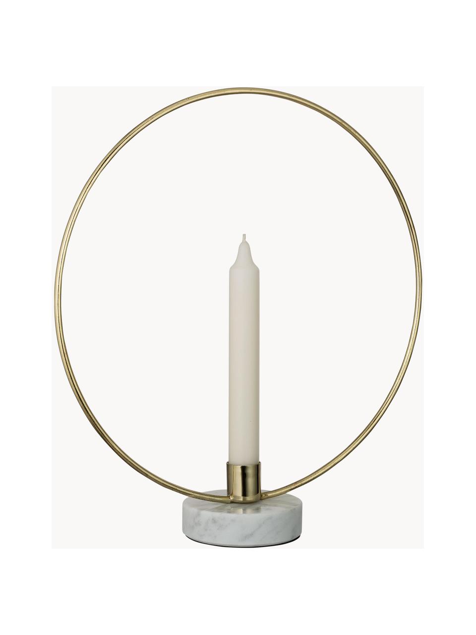 Kandelaar Golden Ring, Voet: marmer, Goudkleurig, wit, gemarmerd, B 28 x H 30 cm