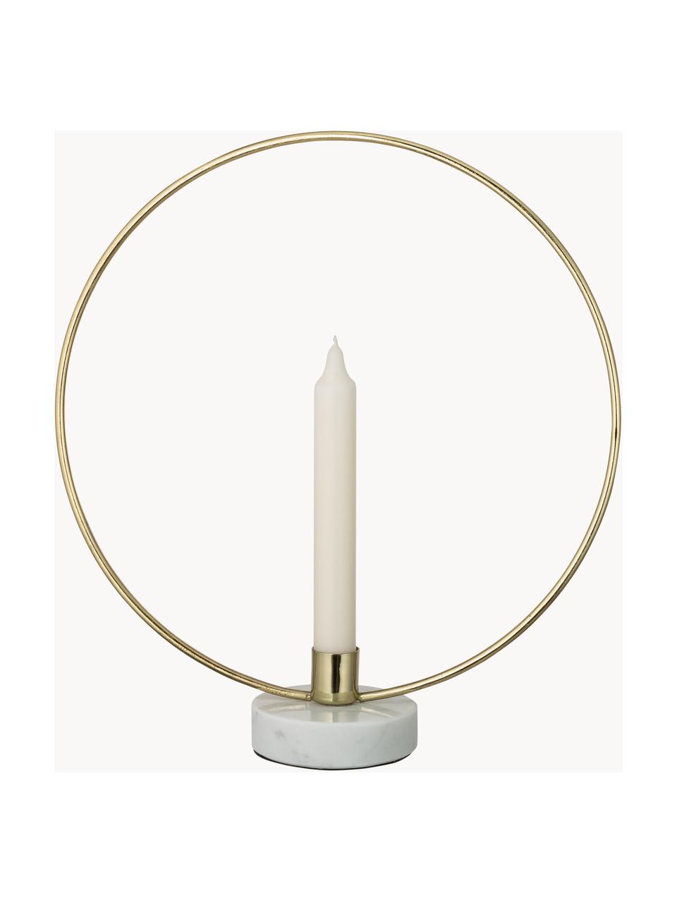 Candelabro Golden Ring, Candelabro: metallo rivestito, Gambo: marmo, Dorato, Larg. 28 x Alt. 30 cm