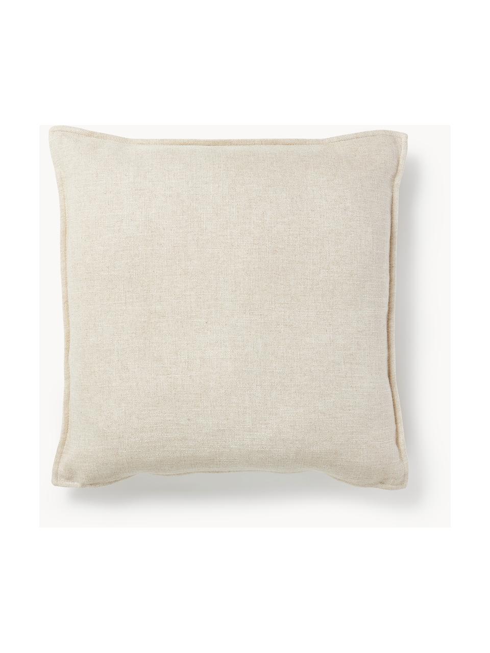 Coussin de canapé en mélange de lin Lennon, Mélange de lin beige, larg. 70 x long. 70 cm