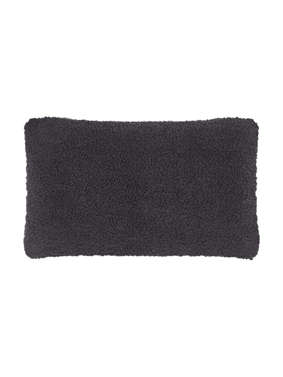 Housse de coussin rectangulaire peluche moelleuse Mille, Gris foncé, larg. 30 x long. 50 cm