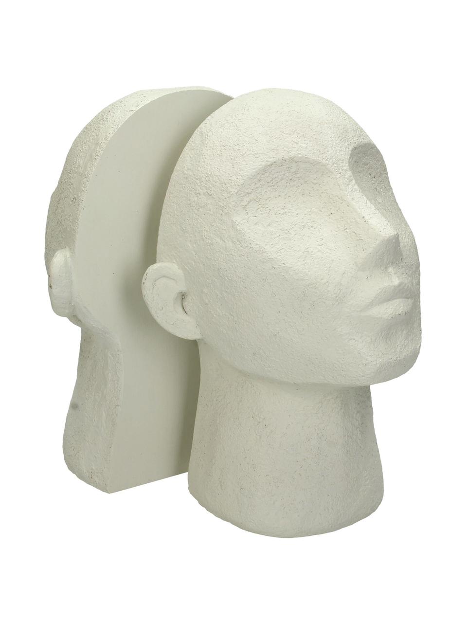Podpórka do książek Head, 2 szt., Poliresing, Złamana biel, S 16 x W 22 cm