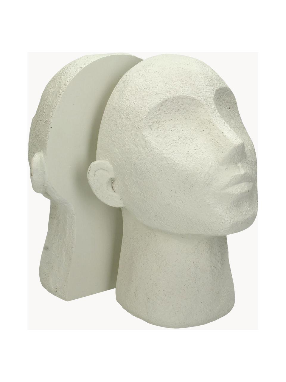 Sujetalibros Head, 2 uds., Poliresina, Blanco crema, An 16 x L 22 cm
