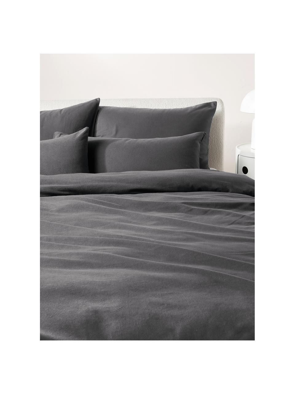 Flanell-Bettdeckenbezug Biba, Webart: Flanell Flanell ist ein k, Dunkelgrau, B 200 x L 200 cm