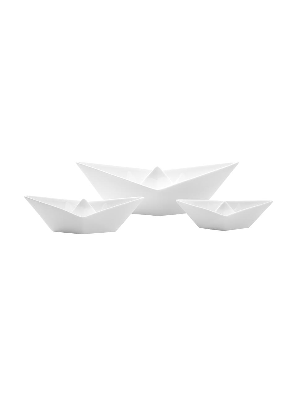 Set de barcos de decoración My Boat, 3 pzas., Porcelana, Blanco, Set de diferentes tamaños