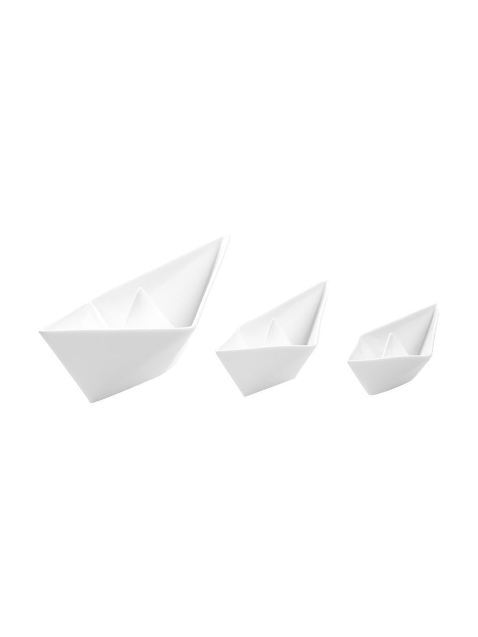 Ensemble de bateaux décoratifs My Boat, 3 élém., Porcelaine, Blanc, Lot de différentes tailles