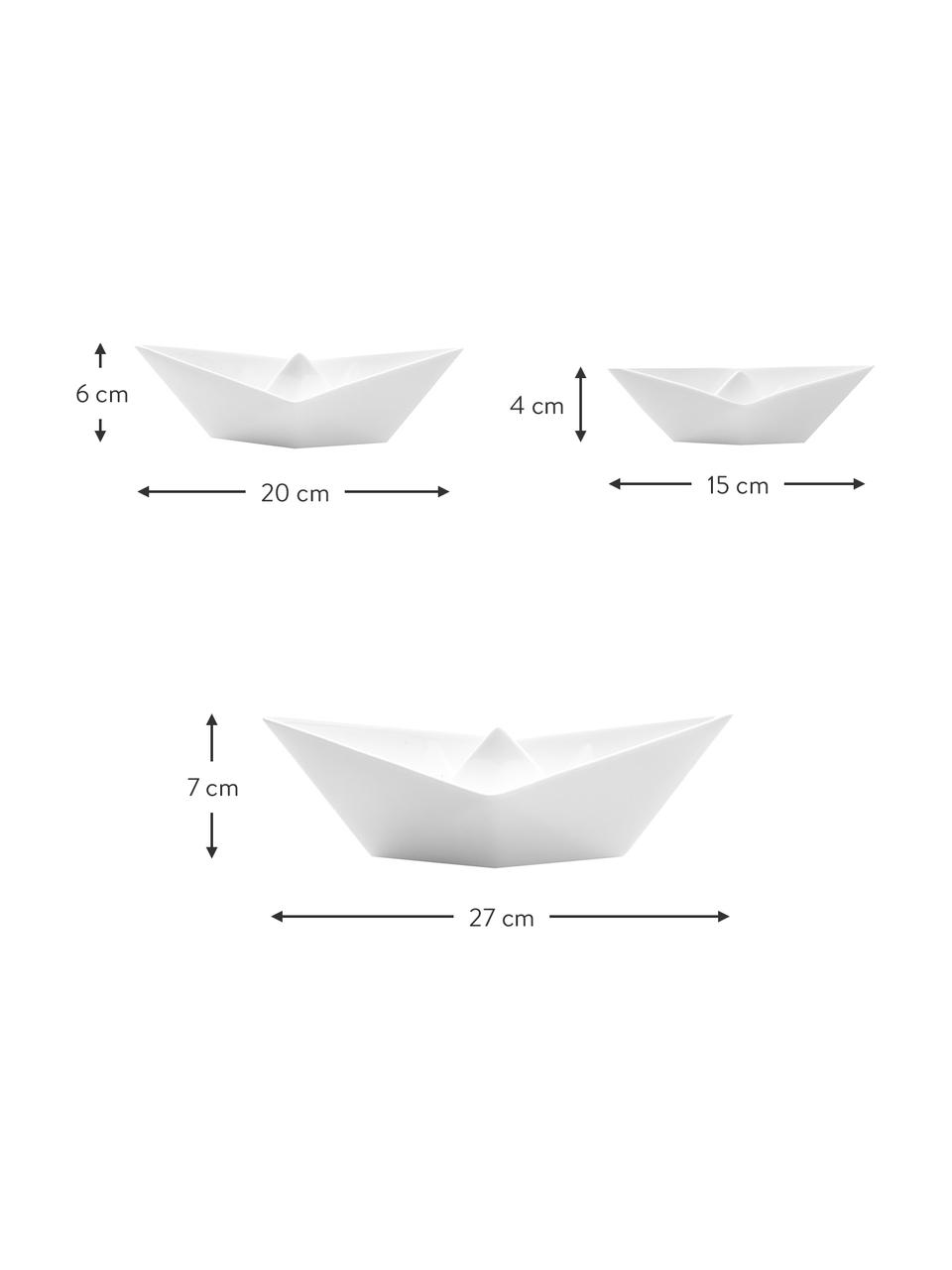 Decoratieve botenset My Boat, 3-delig, Porselein, Wit, Set met verschillende formaten