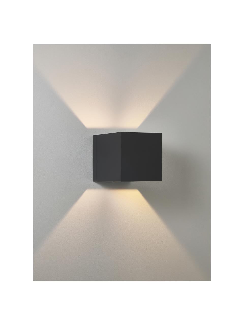 Wandlamp Jayla, Gepoedercoat metaal, Zwart, B 10 x H 10 cm