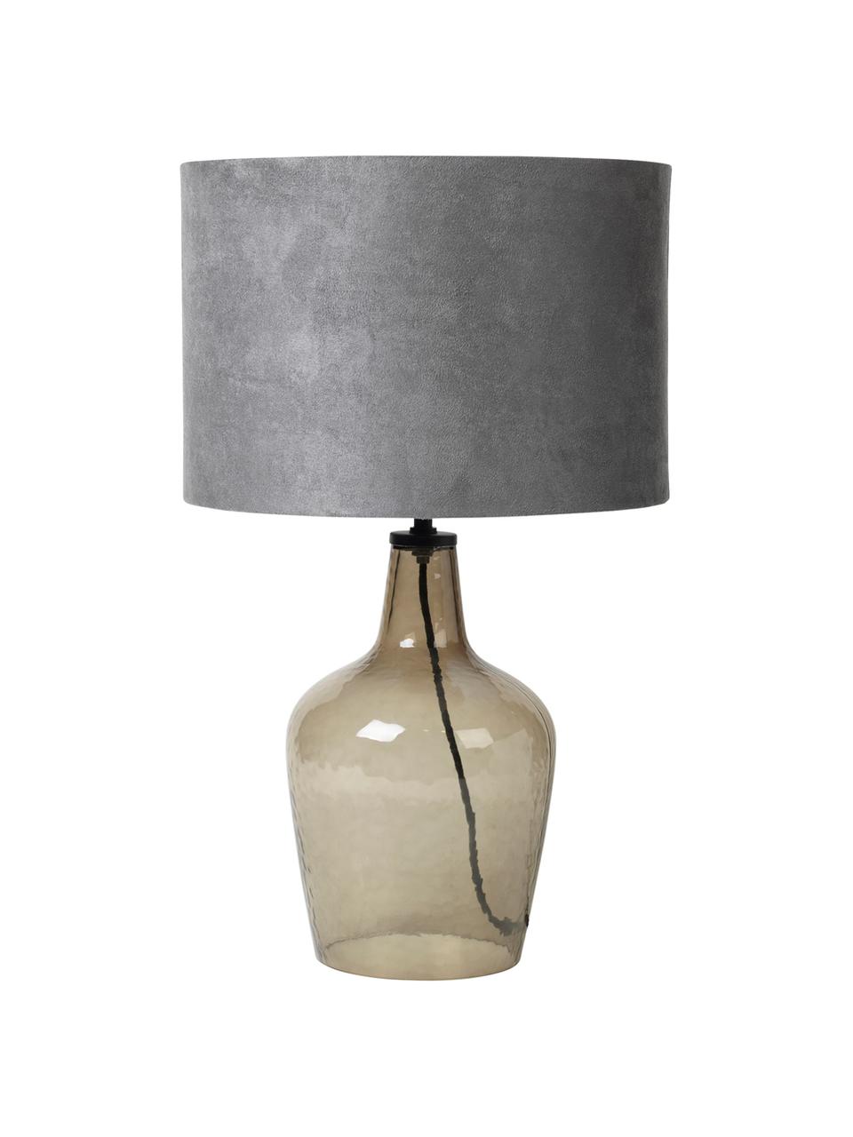 Lámpara de mesa Clarise, Pantalla: cuero sintético (poliéste, Cable: plástico, Pantalla: gris Base de la lámpara: gris, transparente Cable: negro, Ø 31 x Al 50 cm