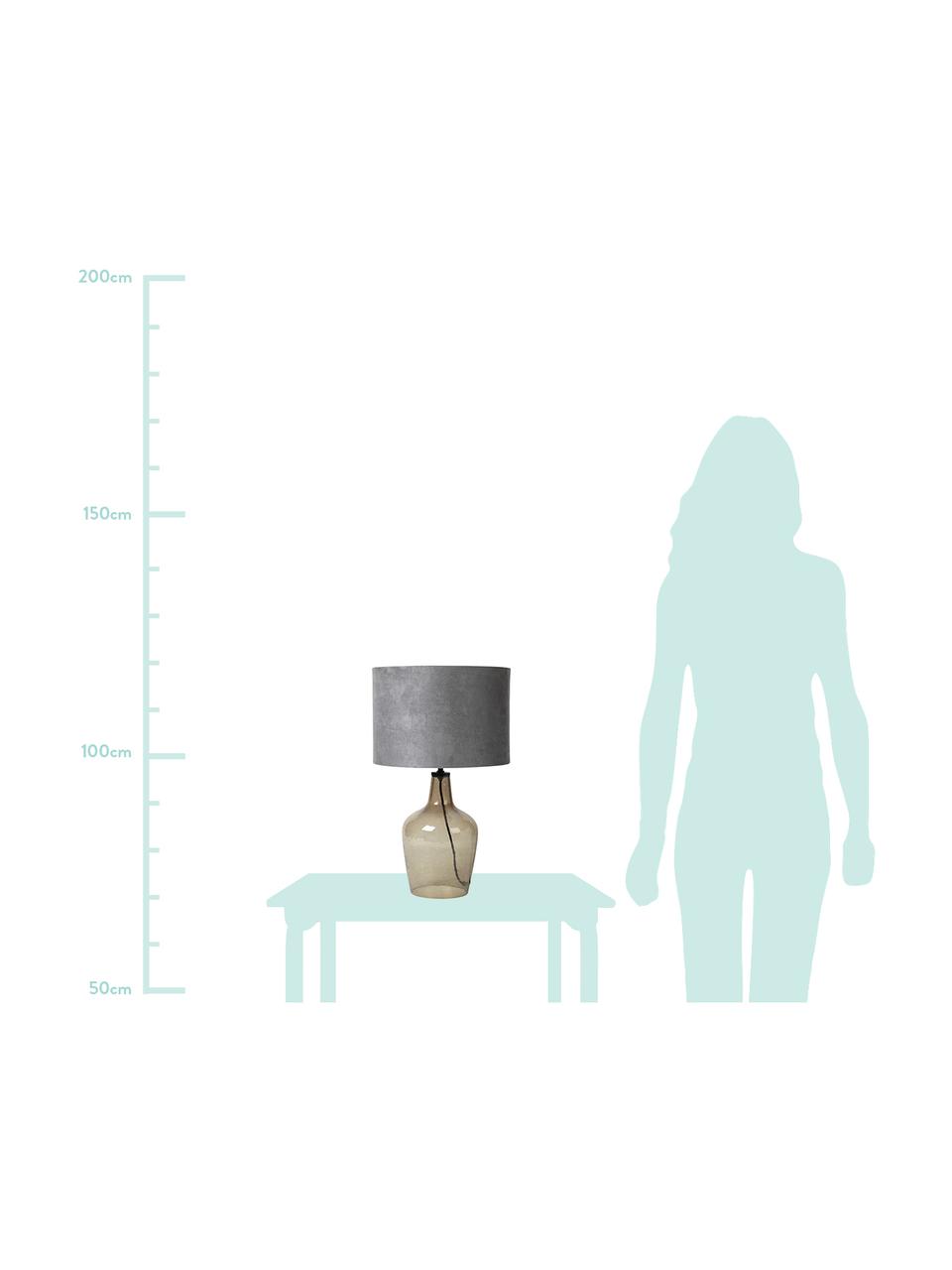 Lámpara de mesa Clarise, Pantalla: cuero sintético (poliéste, Cable: plástico, Pantalla: gris Base de la lámpara: gris, transparente Cable: negro, Ø 31 x Al 50 cm